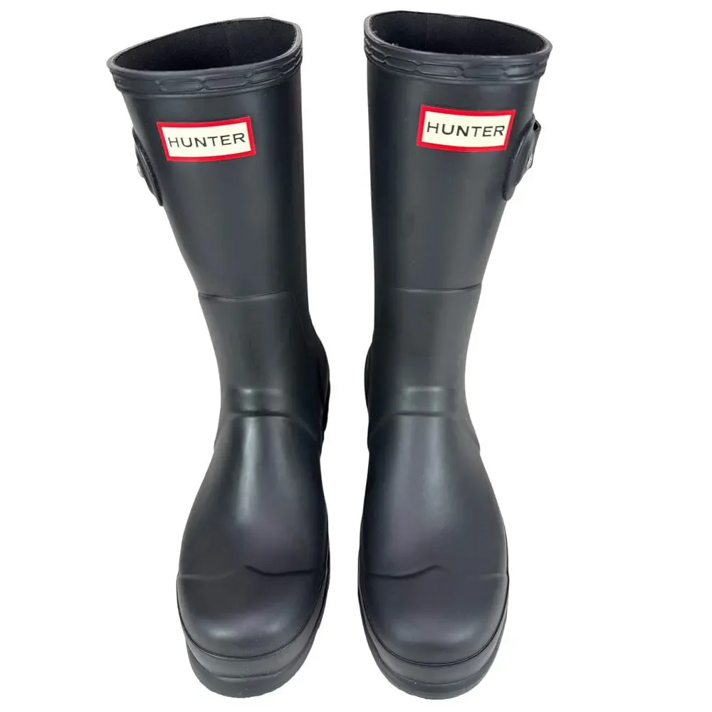 Hunter‎ Original Short Rubber Rain Boots Mens 10 Black WP Adjustable Buckle